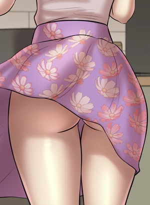 Inside her skirt